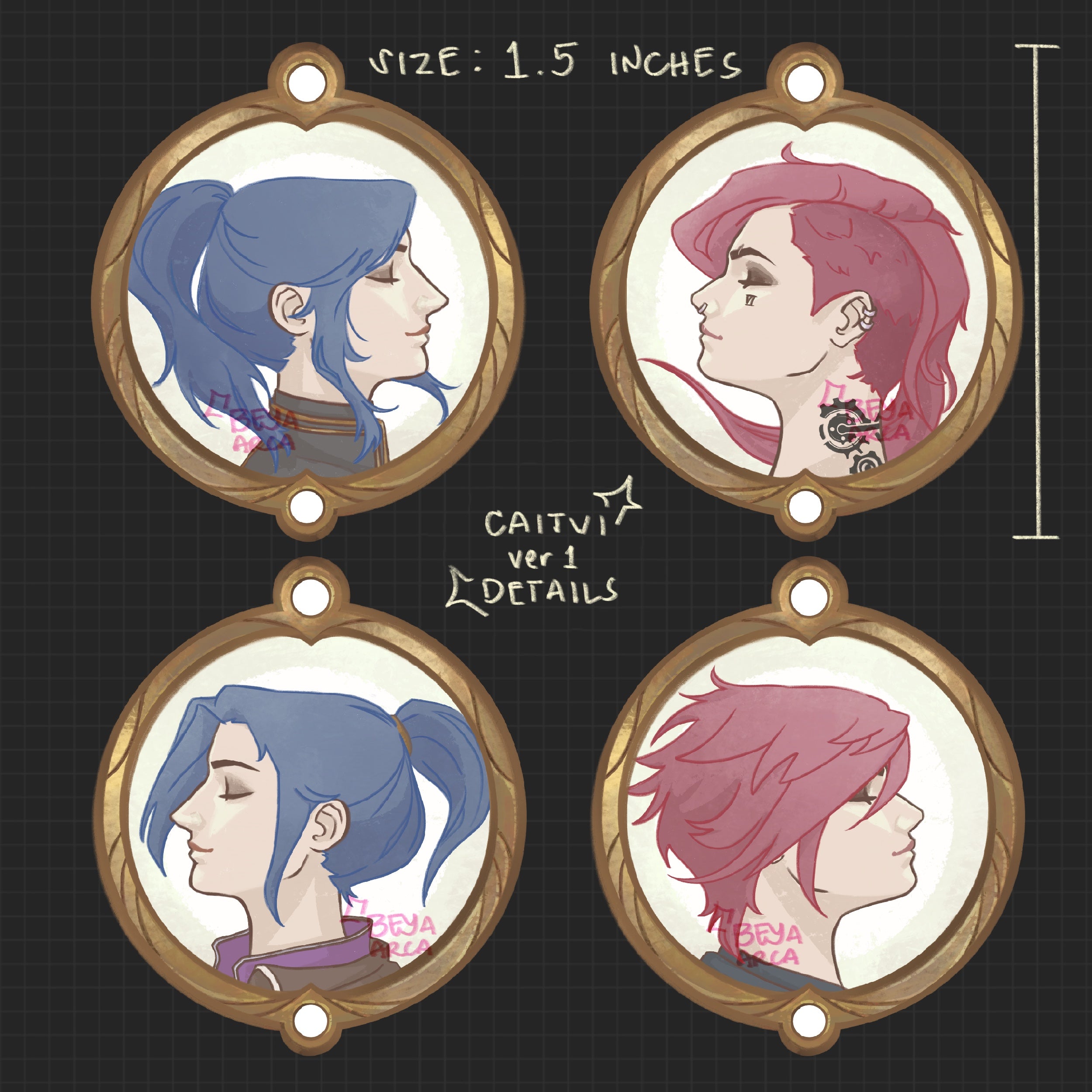 ✦ Caitvi (Caitlyn x Vi) Version 1 Acrylic Phone Charm Set