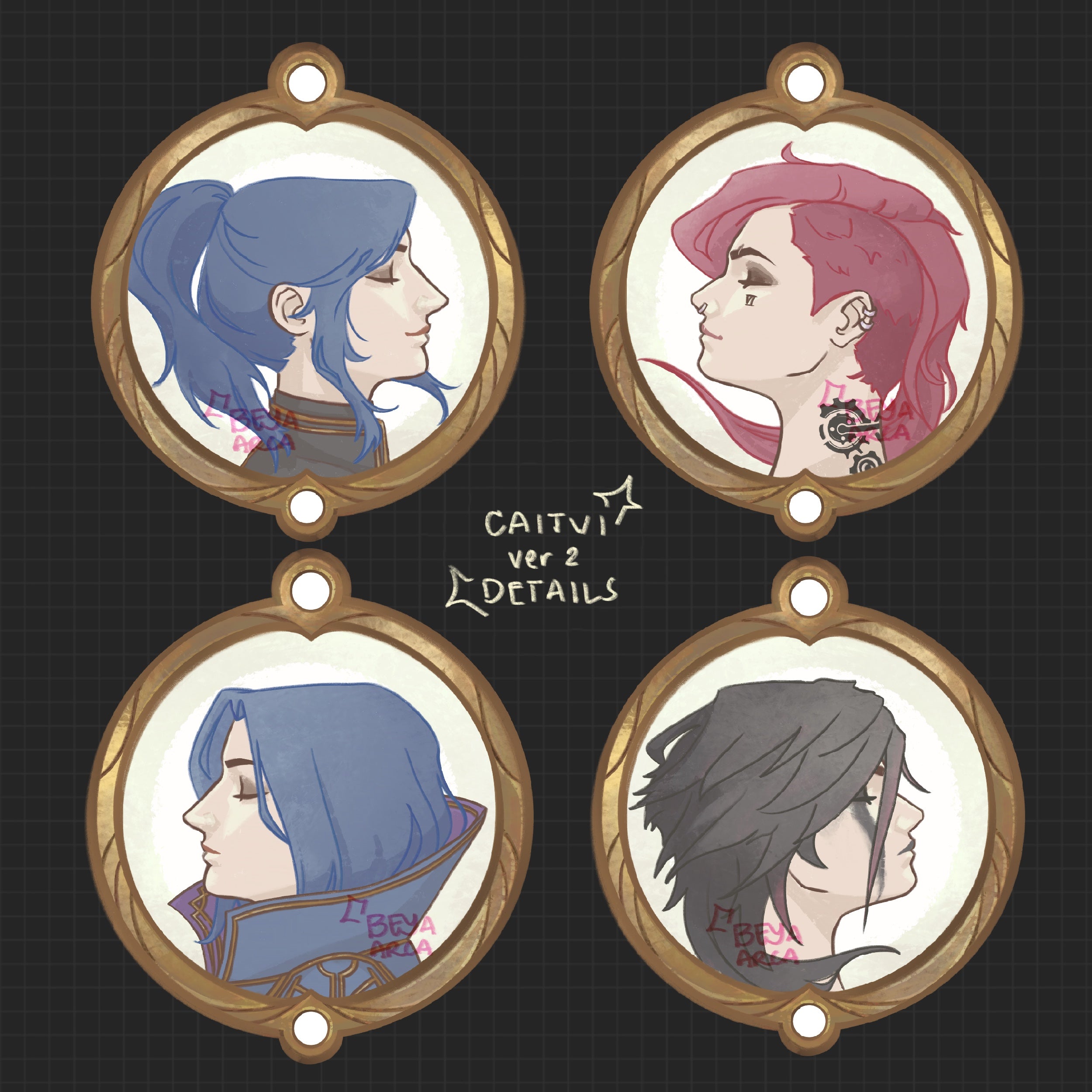 ✦ Caitvi (Caitlyn x Vi) Version 2 Acrylic Phone Charm Set