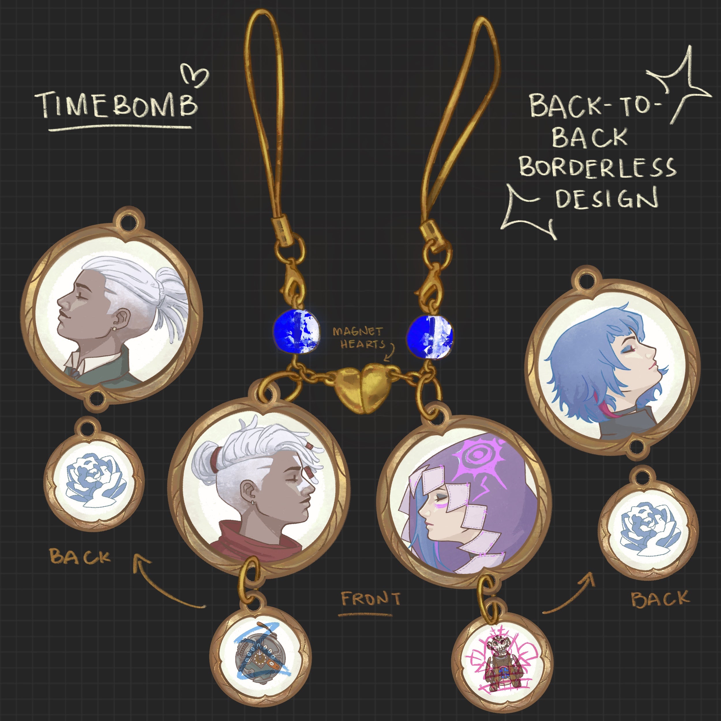 ✦ Timebomb (Jinx x Ekko) Acrylic Phone Charm Set